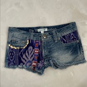 Poupette St. Barth Blue and Purple Jean Shorts OS